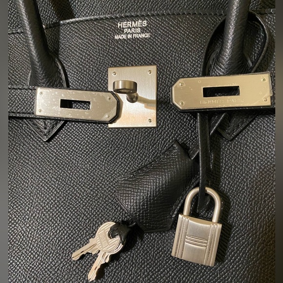 HP🎉RARE HERMÈS BIRKIN BRUSHED PALLADIUM HW EPSOM BLACK LEATHER 35 cm - Picture 14 of 16
